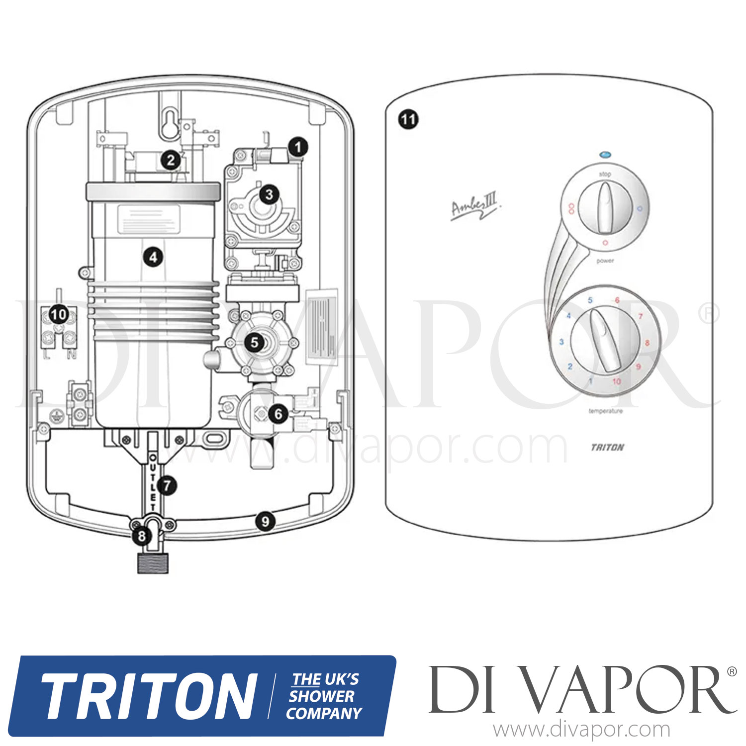 Triton Amber III Electric Shower Spare Parts TR DV 103